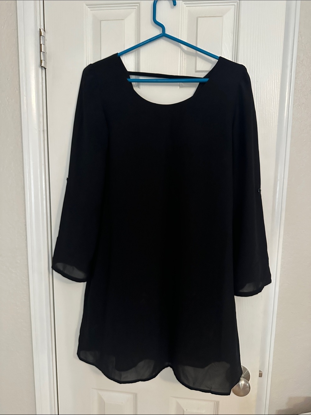 Speechless Black Long Sleeve Chiffon Swing Dress